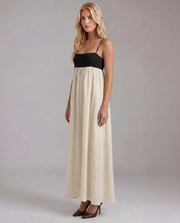 Aria Patchwork Slip Maxi Dress Black & White view 2