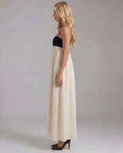 Aria Patchwork Slip Maxi Dress Black & White view 3