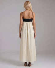 Aria Patchwork Slip Maxi Dress Black & White view 4