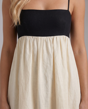 Aria Patchwork Slip Maxi Dress Black & White view 5