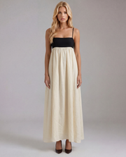 Aria Patchwork Slip Maxi Dress Black & White view 1