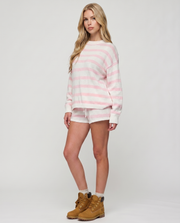 Ashley Striped Shorts Set Light Pink view 3