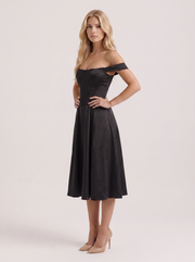 Astra Corset Off Shoulder Midi Dress Black view 3