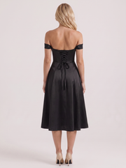 Astra Corset Off Shoulder Midi Dress Black view 5