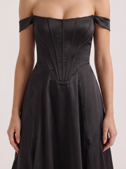 Astra Corset Off Shoulder Midi Dress Black view 6