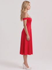 Astra Corset Midi Dress Red view 4