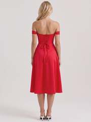 Astra Corset Midi Dress Red view 5
