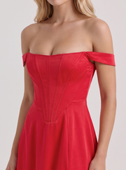 Astra Corset Midi Dress Red view 6