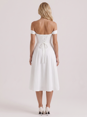 Astra Corset Midi Dress White view 5