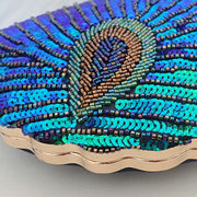 Astrid Sequin Peacock Beaded Clutch Party Bag Blue view 3