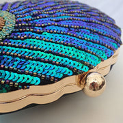 Astrid Sequin Peacock Beaded Clutch Party Bag Blue view 4