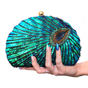 Astrid Sequin Peacock Beaded Clutch Party Bag Blue view 6