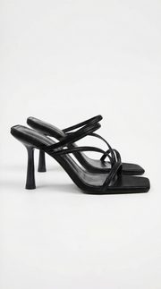 Aubrey Cross Strap Square Toe Mule Heel Sandals Black view 1