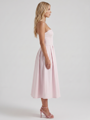 Audrey Strapless Pleated A Line Midi Dress Blush view 4