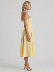 Audrey Strapless Pleated A Line Midi Dress Lemon view 4