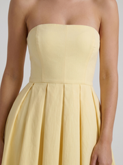 Audrey Strapless Pleated A Line Midi Dress Lemon view 6