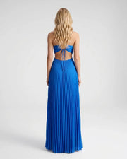 Aurora Pleated Cutout Maxi Dress Blue view 3