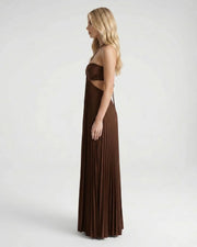 Aurora Pleated Cutout Maxi Dress Brown view 2