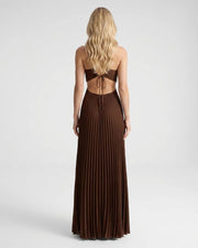 Aurora Pleated Cutout Maxi Dress Brown view 3