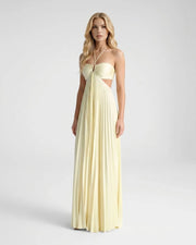 Aurora Pleated Cutout Maxi Dress Butter Yellow view 2