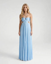 Aurora Pleated Cutout Maxi Dress Light Blue view 1