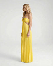 Aurora Pleated Cutout Maxi Dress Yellow view 2