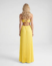 Aurora Pleated Cutout Maxi Dress Yellow view 3