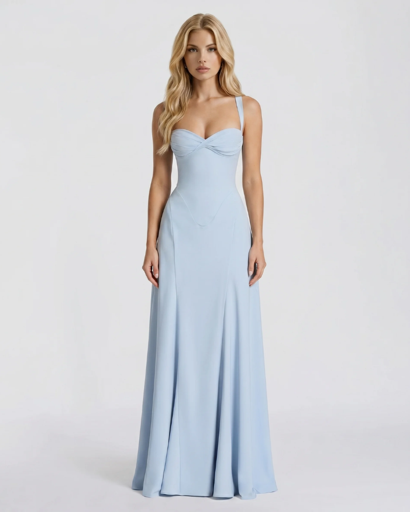 Ava Corset Maxi Dress Light Blue