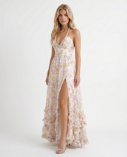 Bianca Ruffle Maxi Dress Champagne Meadow view 3
