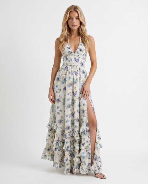 Bianca Ruffle Maxi Dress Garden Mist