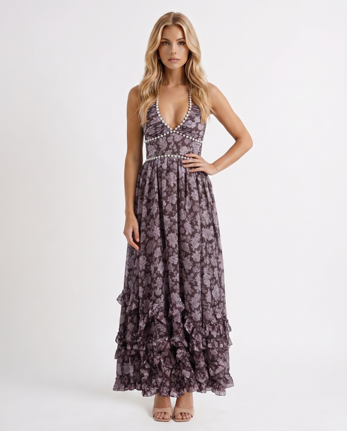 Bianca Ruffle Maxi Dress Midnight Bloom