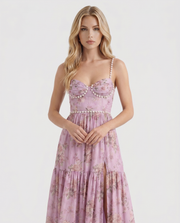 Bianca Ruffle Maxi Dress Rose Garden view 2
