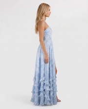 Bianca Ruffle Maxi Dress Sky Whisper view 4