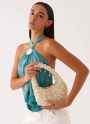 Billy Pearl Beaded Shoulder Party Bag Ivory view 2