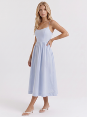 Birdie Flare Midi Dress Light Blue view 3