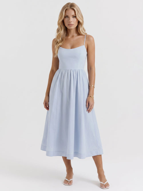 Birdie Flare Midi Dress Light Blue