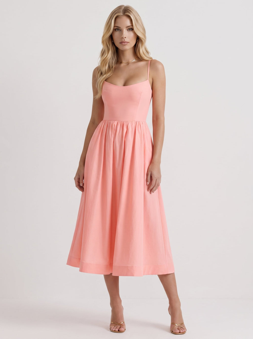 Birdie Flare Midi Dress Pink