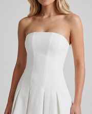 Bryony Pleated Strapless Mini Dress Ivory view 5
