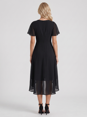 Calliope Ruffle Midi Dress Black view 5