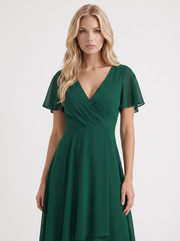 Calliope Ruffle Midi Dress Dark Green view 2