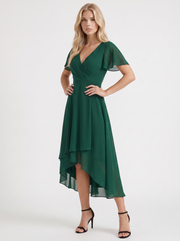 Calliope Ruffle Midi Dress Dark Green view 3