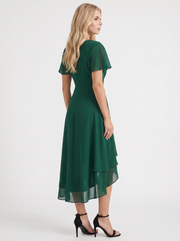 Calliope Ruffle Midi Dress Dark Green view 4