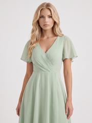 Calliope Ruffle Midi Dress Light Green view 2