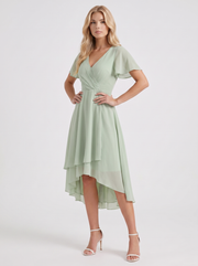 Calliope Ruffle Midi Dress Light Green view 3