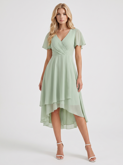 Calliope Ruffle Midi Dress Light Green