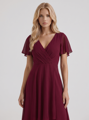 Calliope Ruffle Midi Dress Red view 2