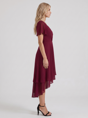 Calliope Ruffle Midi Dress Red view 4