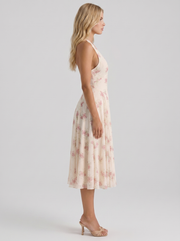 Camelia Halter Neck Georgette Midi Dress Cream Floral view 4
