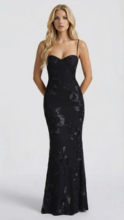 Celestina Floral Maxi Dress Black view 1