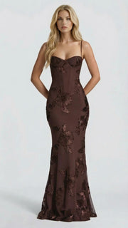 Celestina Floral Maxi Dress Brown view 3